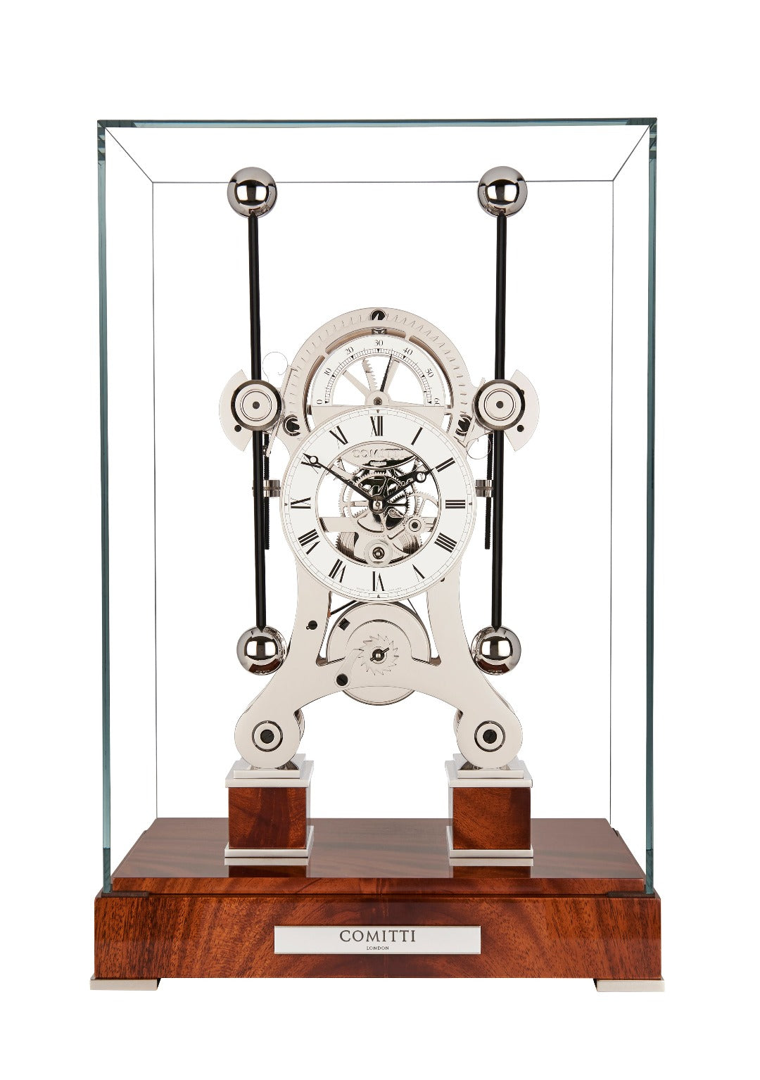RHODIUM PLATED NAVIGATOR WITH MAHOGANY BASE
