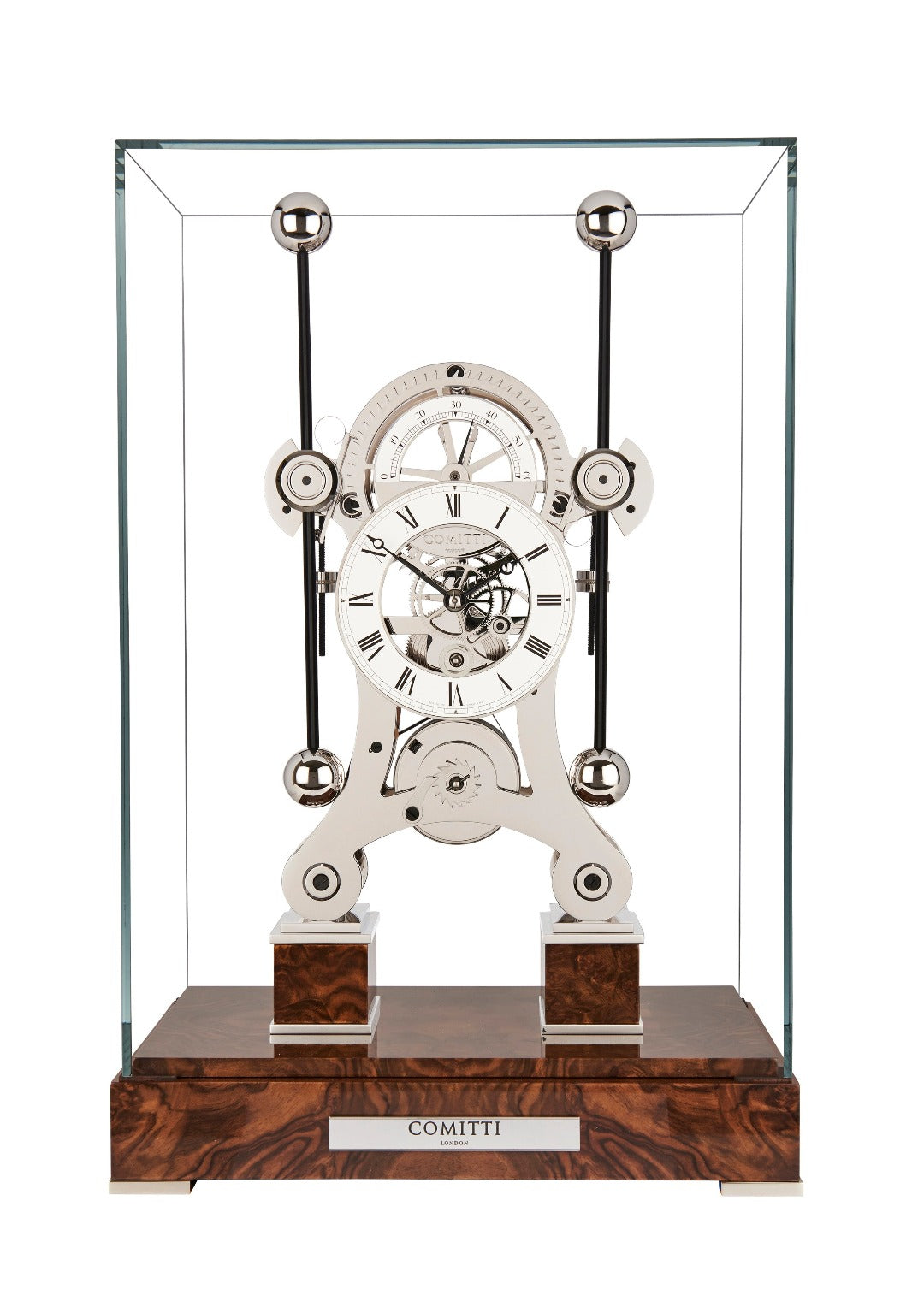 RHODIUM PLATED NAVIGATOR WITH WALNUT BASE