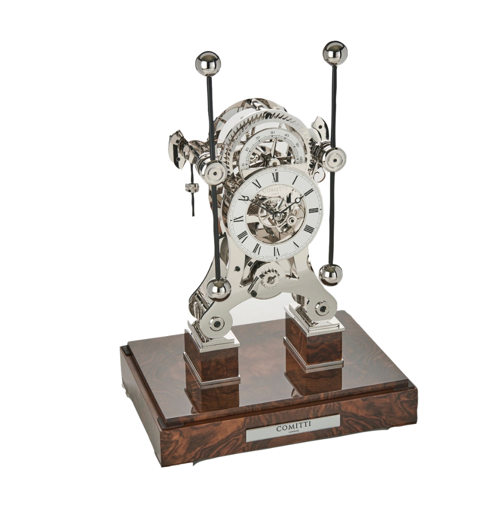 RHODIUM PLATED NAVIGATOR WITH WALNUT BASE