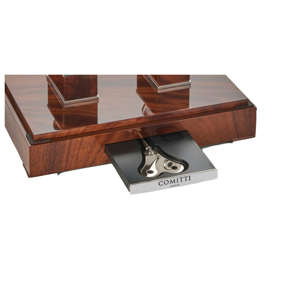 RHODIUM PLATED NAVIGATOR WITH MAHOGANY BASE