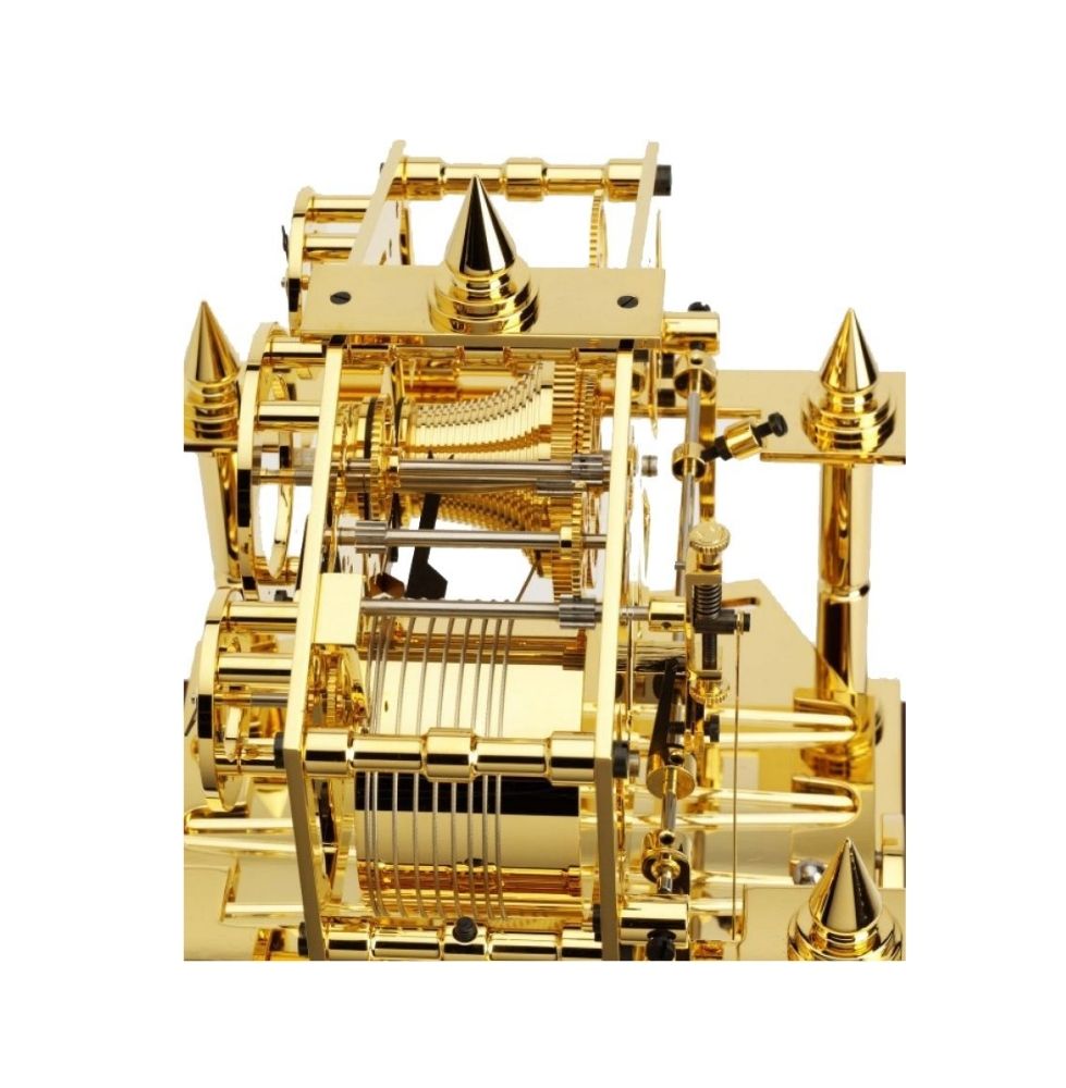 THE CONGREVE GOLD PLATED MOVEMENT AND MAHOGANY BASE